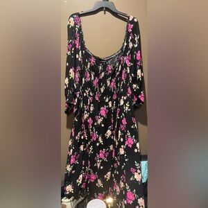 TORRID Black Floral Knee Length Dress Size 4